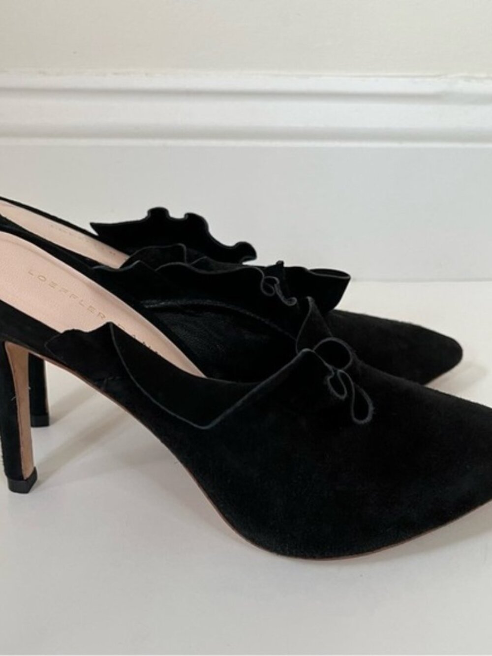 LOEFFLER RANDALL | Langley Black Ruffle Mules Heels (size 9) - Picture 2 of 8
